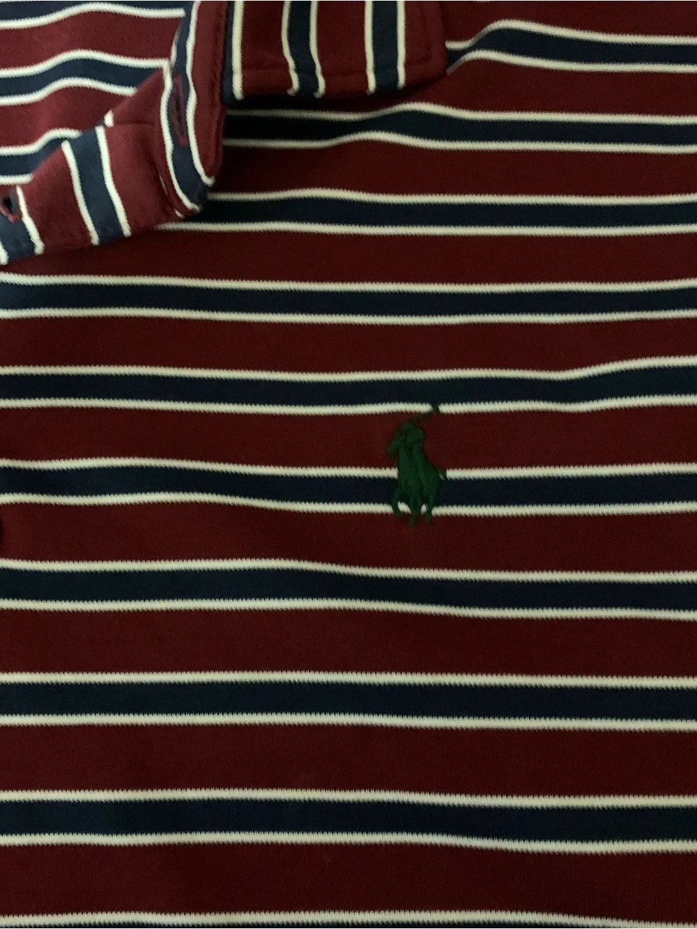Ralph Lauren Burgundy, Navy & White Striped Polo Shirt size XL